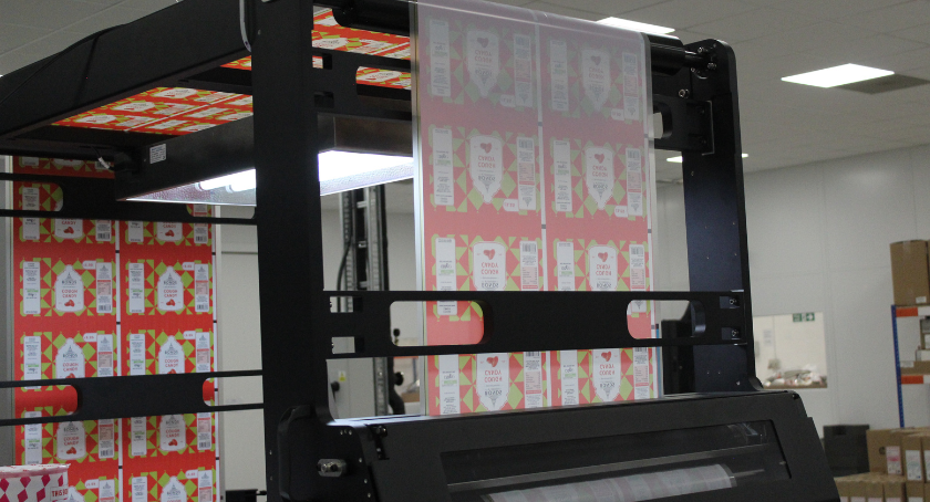 Pouches being run on the new HP press.